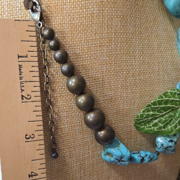 Chico's Faux Turquoise and Green Dyed Shell Statement Necklace - Picture 2 of 12